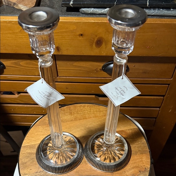 Pottery Barn Vintage Cut Glass Taper Candle 🕯️ Holders BNWT